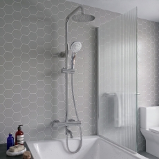 Prestige Plan Thermostatic Bar Mixer Shower with Shower Kit and Bath Filler Spout + Fixed Head