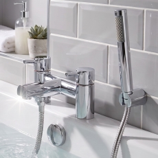 Prestige Plan Bath Shower Mixer Tap Pillar Mounted - Chrome