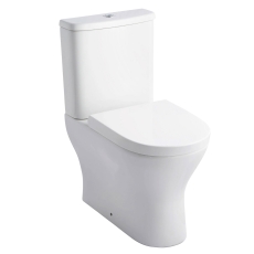 Prestige Primo Round Rimless Close Coupled Toilet with Push Button Cistern - Soft Close Seat