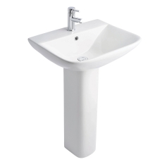 Prestige Primo Square Basin with Full Pedestal 550mm Wide - 1 Tap Hole