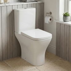 Prestige Primo Square Rimless Comfort Height Open Back Close Coupled Toilet (inc Soft Close Seat)