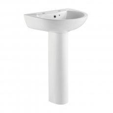 Prestige Proton Basin with Full Pedestal 540mm Wide - 2 Tap Hole