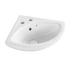 Prestige Proton Corner Cloakroom Basin 425mm Projection - 2 Tap Hole