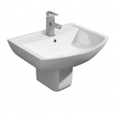 Prestige Pure Basin with Semi Pedestal 550mm Wide 1 Tap Hole