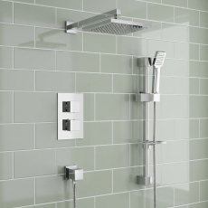 Prestige Pure Option 3 Thermostatic Concealed Shower Valve with Adjustable Slide Rail Kit and Fixed Head - Chrome