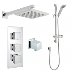 Prestige Pure Option 6 Thermostatic Concealed Shower Valve with Adjustable Slide Rail Kit and Fixed Head - Chrome