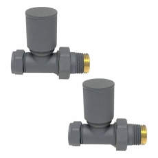 Prestige Round Straight Radiator Valves Pair - Textured Grey