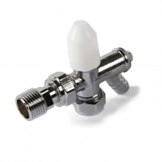 Prestige Style Angled Lockshield Valve with Drain-Off, 10mm, White/Chrome