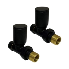 Prestige Modern Straight Radiator Valves 15mm (Pair) - Black