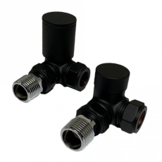 Prestige Corner Radiator Valves 15mm (Pair) - Black