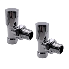 Prestige Modern Angled Radiator Valves, 15mm, Pair, Chrome