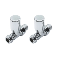 Prestige Modern Straight Radiator Valves, 15mm, Pair, Chrome