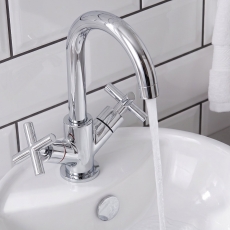 Prestige Times Mono Basin Mixer Tap with Click Waste Dual Handle - Chrome