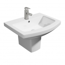 Prestige Trim Basin with Semi Pedestal 550mm Wide 1 Tap Hole