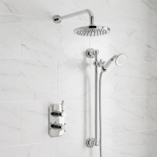 Prestige Viktory Thermostatic Dual Concealed Mixer Shower Adjustable Slide Rail Kit + Fixed Head