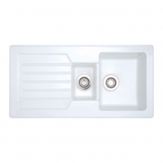 Prima Ceramic 1.5 Bowl 1D Reversible Inset Kitchen Sink 1015mm x 525mm L - White