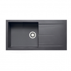 Prima+ Granite 1 Bowl Inset Kitchen Sink 1000mm L x 500mm W With Drainer - Gun Metal