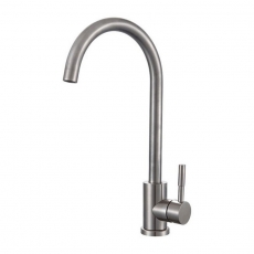 Prima Soho Swan Neck Single Lever Kitchen Sink Mixer Tap - Brushed Steel