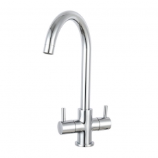 Prima Staten Swan Neck Dual Lever Kitchen Sink Mixer Tap - Chrome