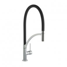 Prima Swan Neck Pull Out Single Lever Kitchen Sink Mixer Tap - Black