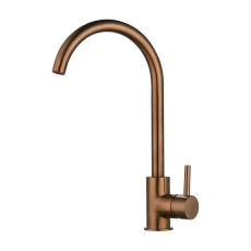 Prima Swan Neck Single Lever Kitchen Sink Mixer Tap - Copper