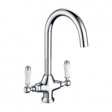 Prima Traditional Belfast Dual Lever Kitchen Sink Mixer Tap - Chrome