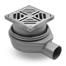 ProWarm Square Drain Horizontal Wet Room Shower Waste (inc Standard Stainless Steel Cover)