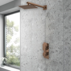 Delphi Edge Brushed Bronze Dual Concealed Shower Set with Fixed Head