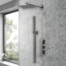 Delphi Edge Brushed Pewter Triple Concealed Shower Set with Fixed Head and Handset