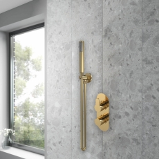 Delphi Loop Brushed Brass Dual Concealed Shower Set with Handset and Bracket
