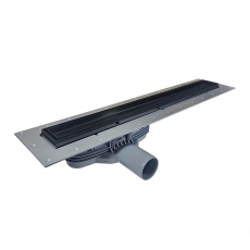 Purus Living Linear Side Wet Floor Drain 800mm Wide Black Tile Grate