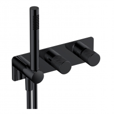 RAK Amalfi Thermostatic Concealed Dual Outlet Shower Valve with Handset - Matt Black
