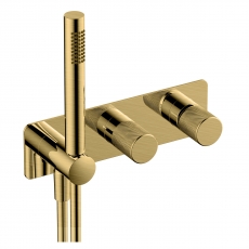 RAK Amalfi Thermostatic Concealed Dual Outlet Shower Valve with Handset - Brushed Gold