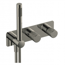 RAK Amalfi Thermostatic Concealed Dual Outlet Shower Valve with Handset - Brushed Nickel