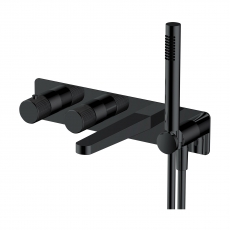 RAK Amalfi Thermostatic Concealed Dual Outlet Shower Valve with Handset and Bath Spout - Matt Black