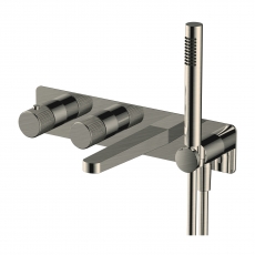 RAK Amalfi Thermostatic Concealed Dual Outlet Shower Valve with Handset and Bath Spout - Brushed Nickel