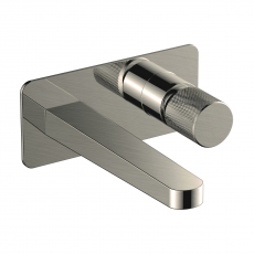 RAK Amalfi Wall Mounted Basin Mixer Tap with Back Plate - Brushed Nickel