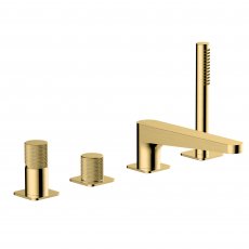 RAK Amalfi 4-Hole Bath Shower Mixer Tap Pillar Mounted - Brushed Gold