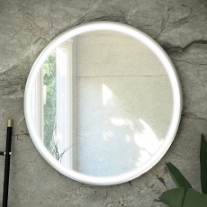 RAK Art Round LED Illuminated Bathroom Mirror with Demister Pad 800mm Diameter - Chrome