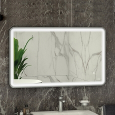RAK Art Soft LED Illuminated Bathroom Mirror with Demister Pad 600mm H x 1200mm W - Brushed Nickel