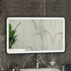 RAK Art Soft LED Illuminated Bathroom Mirror with Demister Pad 600mm H x 1200mm W - Matt Black