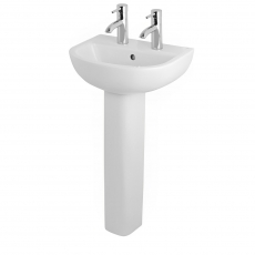 RAK Compact Basin and Full Pedestal 450mm Wide - 2 Tap Hole