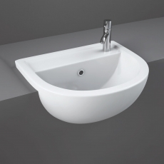 RAK Compact Semi-Recessed Basin 400mm Wide - 1 RH Tap Hole