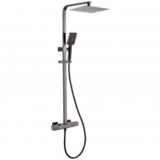 RAK Compact Thermostatic Square Bar Mixer Shower with Shower Kit + Fixed Head - Black