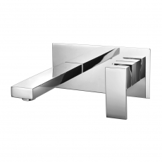 RAK Cubis Wall Mounted Basin Mixer Tap with Back Plate - Chrome