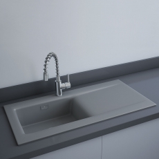 RAK Dream 2 Slim Ceramic Kitchen Sink 1.0 Bowl 1010mm L x 510mm W - Matt Gray