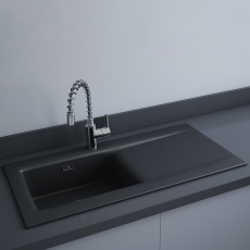 RAK Dream 2 Slim Ceramic Kitchen Sink 1.0 Bowl 1010mm L x 510mm W - Matt Black