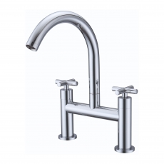 RAK Ella Crosshead Bath Filler Tap Pillar Mounted - Chrome