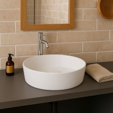 RAK Feeling Round Countertop Wash Basin 420mm Wide - Matt White