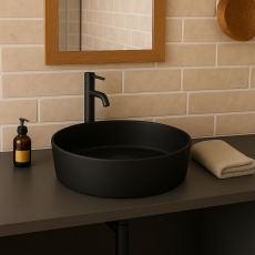RAK Feeling Round Countertop Wash Basin 420mm Wide - Matt Black